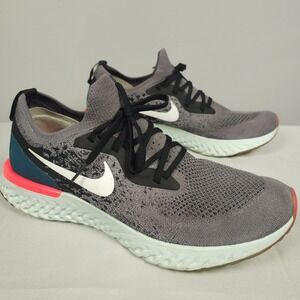 Nike Epic React Flyknit Shoes Men Size 13 Gunsmoke Grey Teal Black Knit Running
